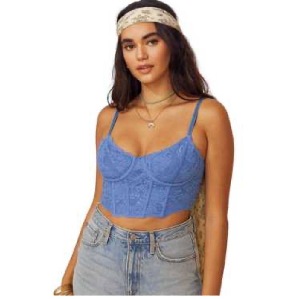 Gilly Hicks Chic Blue Lavander Lace Bustier Top